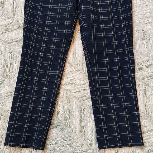 Ann Taylor Devin Fit Navy Grey Yellow White Plaid Pockets Trousers Pants Office - Picture 4 of 13